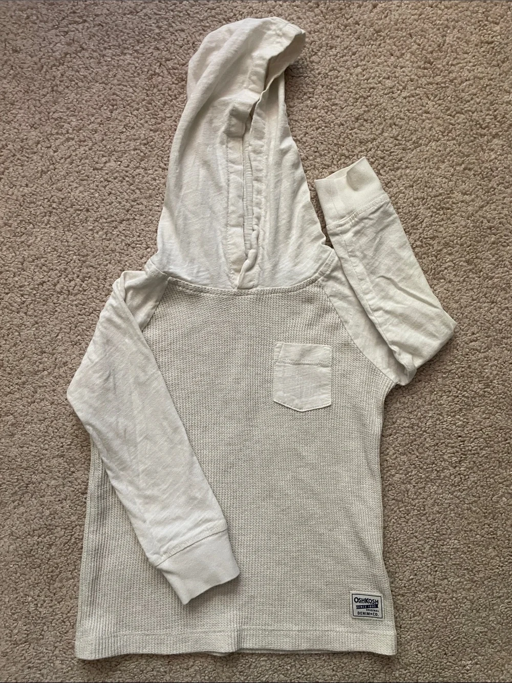 OshKosh B'gosh Cream Hooded Waffle-Knit Pullover